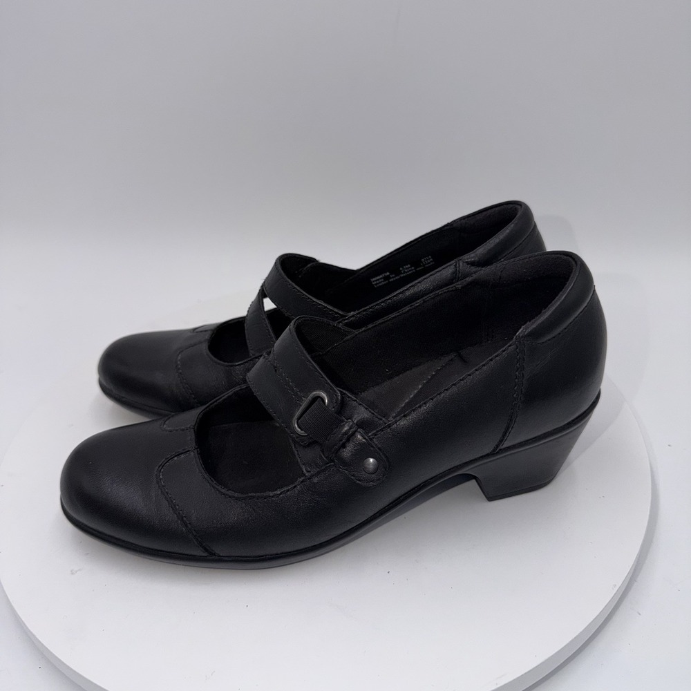 Clarks Womens Ingalls Siene Mary Jane Pump Size 6.5 Black Block Heel Shoes